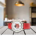 Relógio Meninos de Ladybug vermelhos e bonitos<br><div class="desc">Um bonito relógio de moça moderno com Ladybug vermelho em aquarela. É muito fácil personalizar,  com seus detalhes pessoais.</div>