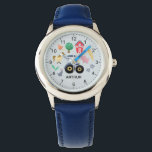 Relógio Meninos, Fazenda e Kids de tratores azuis<br><div class="desc">Esta garotinha fofa e moderna vê desenhos de animais fazendas, com um trator azul, cavalo, porco, coelho, galinhas, celeiro vermelho e flores, e pode ser personalizado com o nome de seus garotos. Com números claros e facilmente legíveis, este 'primeiro' relógio é excelente para crianças ou crianças apenas começando a aprender...</div>