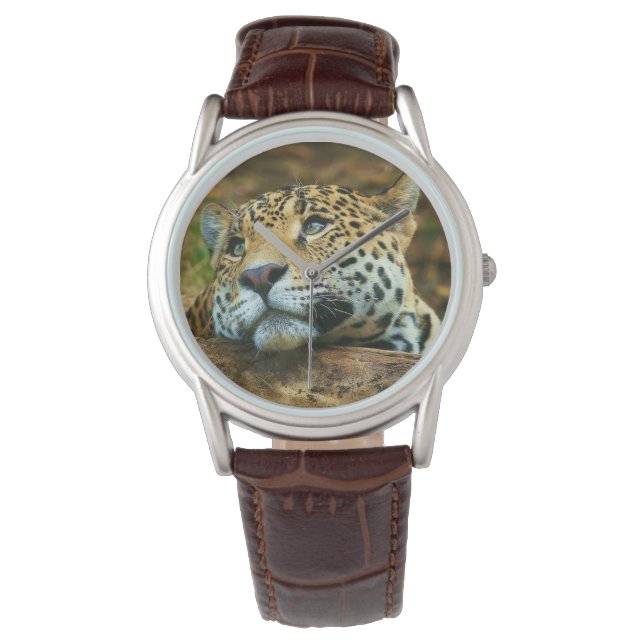 Relógio Mens Classic Watch/Wildlife Leopard (Frente)