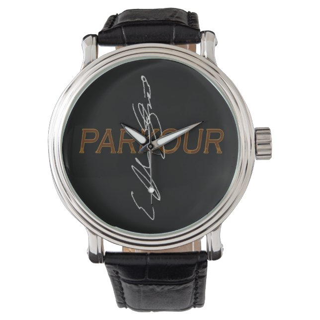 Relógio Men's Vintage Black Leather Strap Watch (Frente)