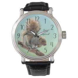 Relógio Mens Watercolor Wilcolor Cinza Squirrel Watch