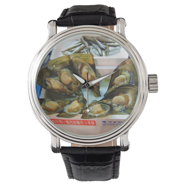 Relógio Mercado de Peixes de Tsukiji, Giant Muselles, Tóqu (Frente)