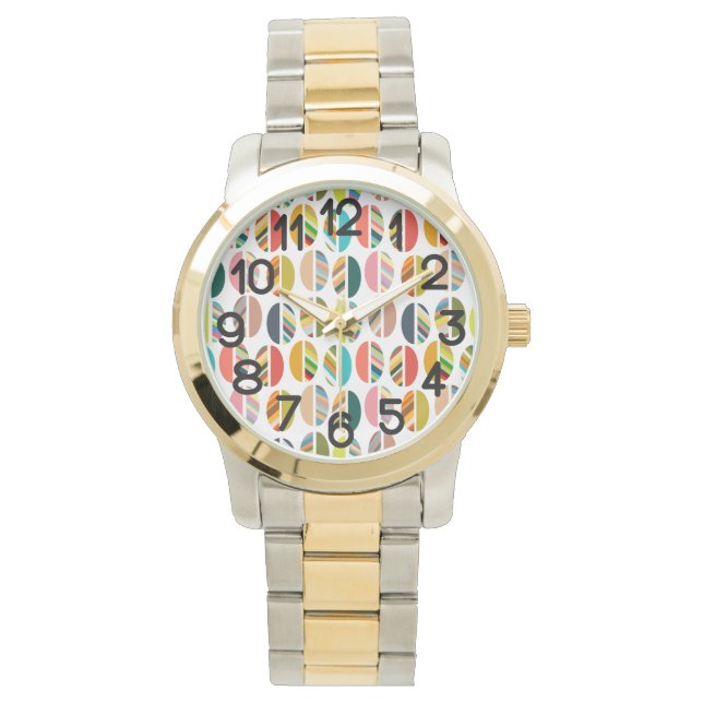 Relógio Metades Ovalas em Faixa (Frente)