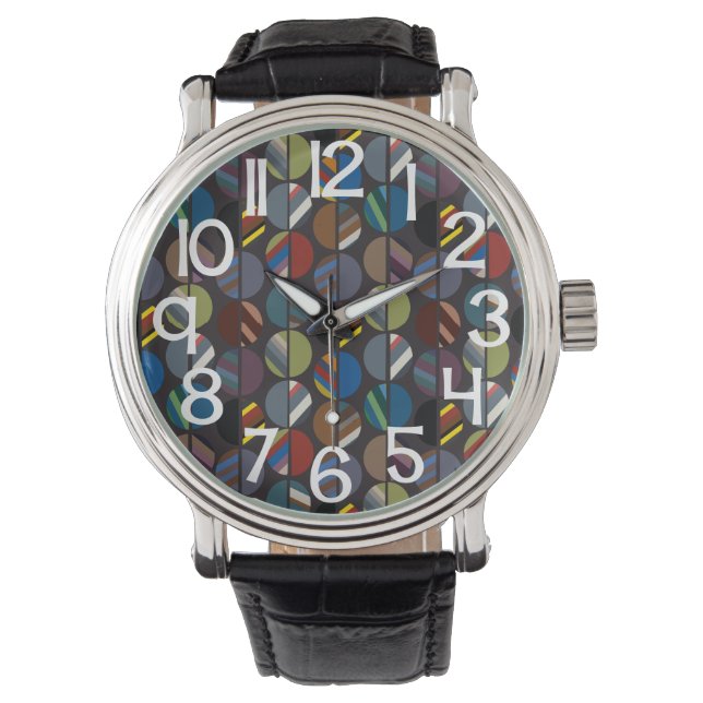 Relógio Metades Ovalas em Faixa Masculina (Frente)