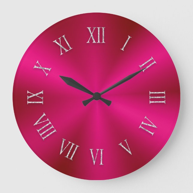 Relógio Metálico Vermelho brilhante com Números Ro (Frente)