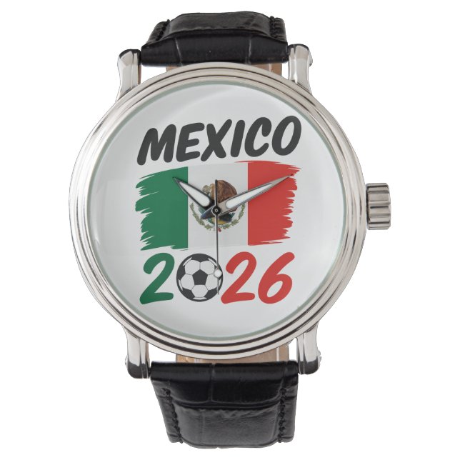 Relógio Mexico 2026 Soccer Fan Design with Football (Frente)
