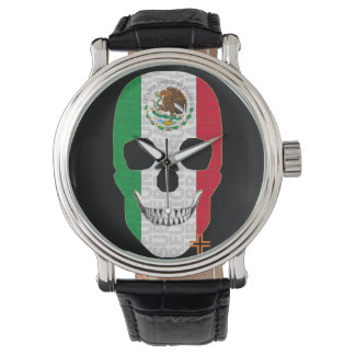 Relógio México: Vintage Black Leather