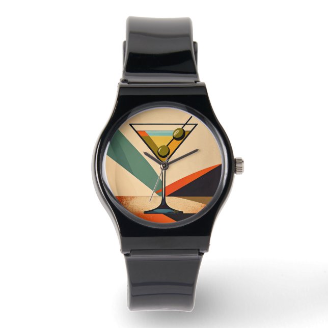 Relógio Mid Century Modern Color Block Martini Art (Frente)