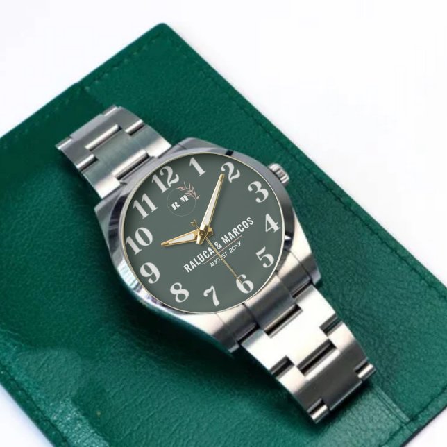 Relógio Minimalist Couples’ Personalized  Names Initials & (Criador carregado)