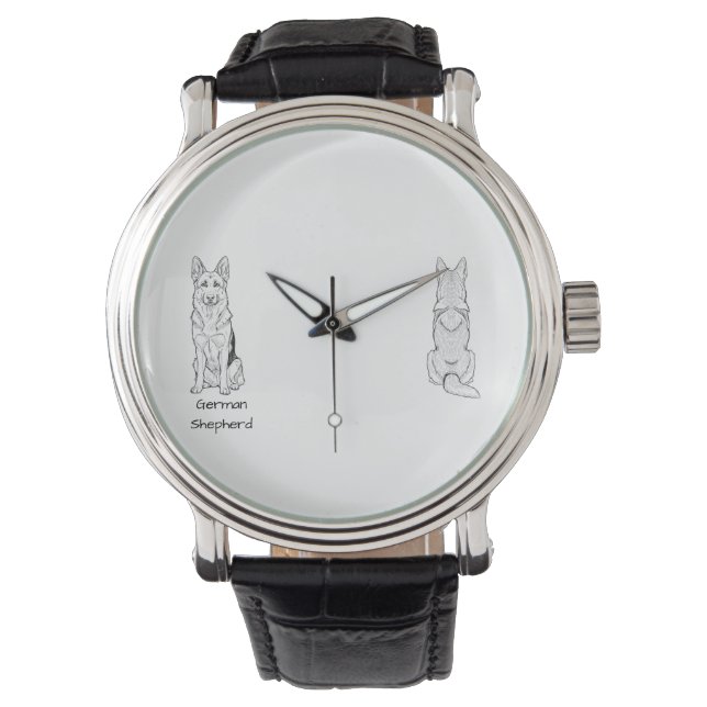 Relógio Minimalist German Shepherd Dog Line Art  (Frente)