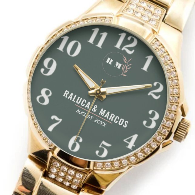 Relógio Minimalist Monogram Couple’s Names (Criador carregado)