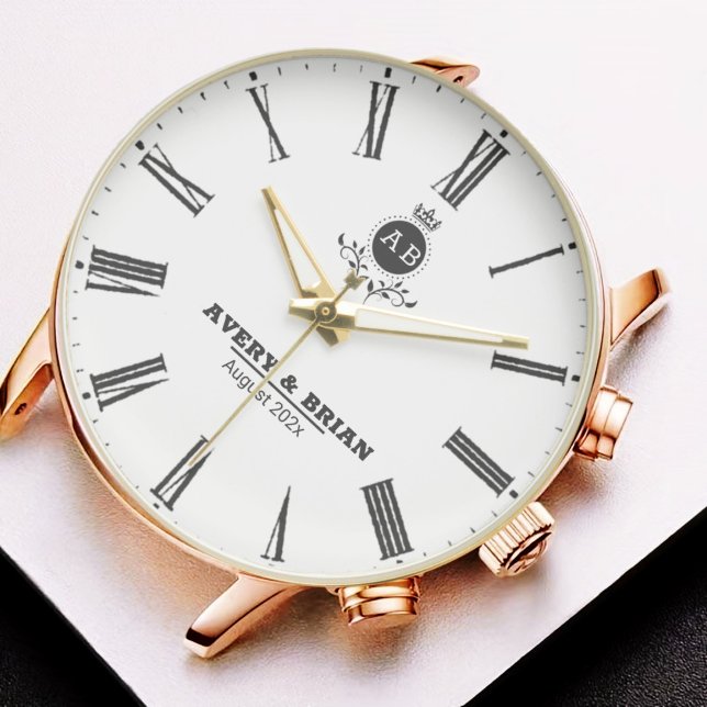 Relógio Minimalist Monogram Custom Engraved  Name  (Criador carregado)