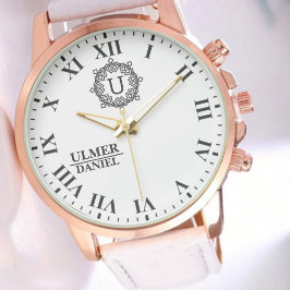 Relógio Minimalist Monogram Name Custom Engraved Keepsake