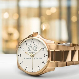 Relógio Minimalist Monogrammed Couple Elegant Anniversary 