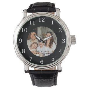 Relógio Mínimo e Chic   Foto personalizada e nome da famíl