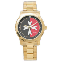 Relógio Moda / Cavaleiro da Cruz Maltesa Branca e Malta