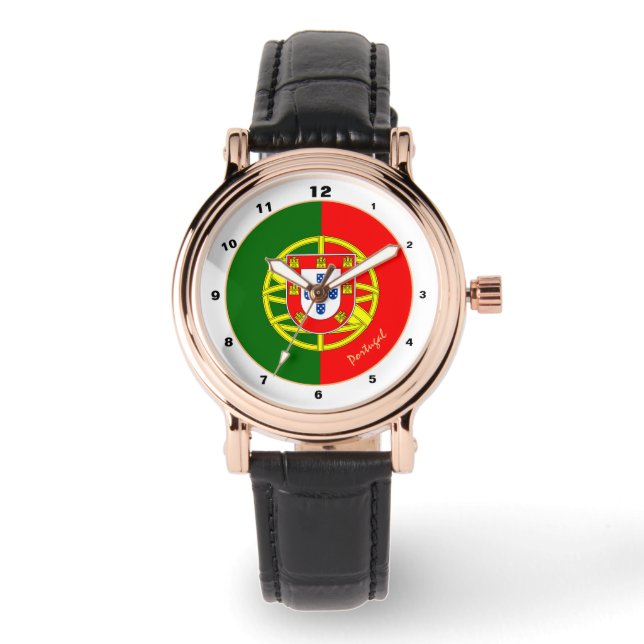 Relógio Moda de tendências da bandeira portuguesa e Portug (Frente)