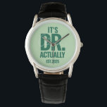 Relógio Modern Custom Dr. Name Date Dark Green Button<br><div class="desc">Modern Custom Dr. Name Date Dark Green watch.</div>