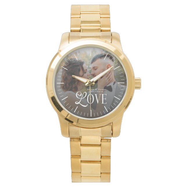 Relógio Modern Love Custom Wedding Photo Couples Monogram (Frente)