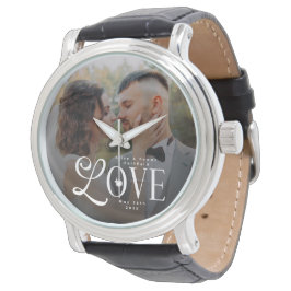 Relógio Modern Love Custom Wedding Photo Couples Monogram