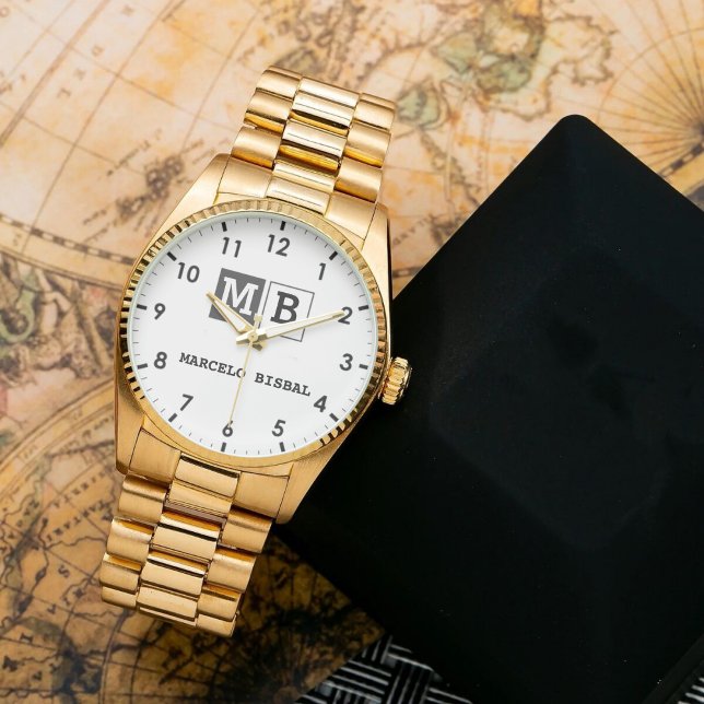 Relógio Modern Minimal Typography White Paper Square (Criador carregado)