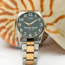 Relógio Modern Minimalist Monogram Personalized Wedding 