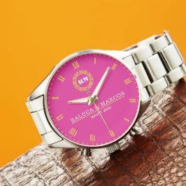 Relógio Modern Minimalist Monogram Personalized Wedding An