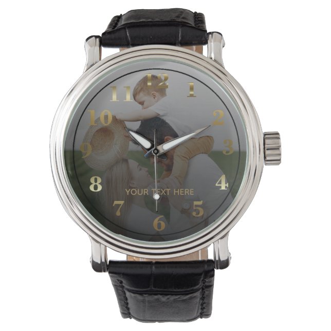 Relógio Modern Personalized Photo & Custom Text Men's Watc (Frente)