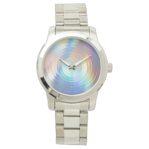 Relógio Moderno Pastel Rainbow Mermaid Unicorn Holographic