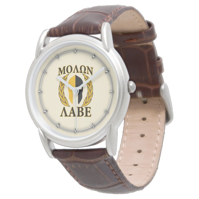 Relógio Molon Labe Spartan Helmet Laurels Warm Beige (Angular)