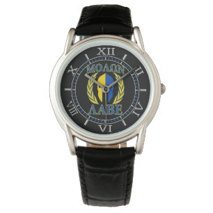 Relógio Molon Labe Spartan Mask Laurels Amarelo Blue Dial