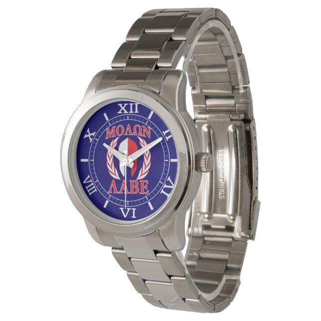 Relógio Molon Labe Spartan Mask Laurels Marinho Blue Dial (Angular)