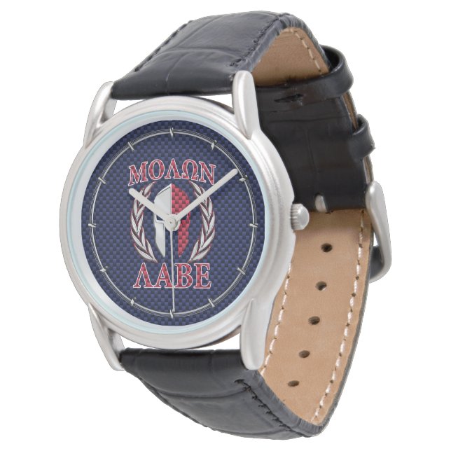Relógio Molon Labe Spartan Warrior Blue Carbon Fibra Impre (Angular)