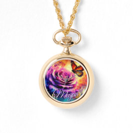 Relógio Monarch Butterfly on Rose at Sunset Personalized