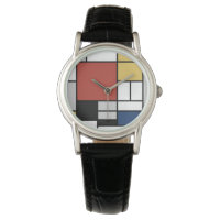 Mondrian Painting Red Plane Yellow Black Cinza Blu