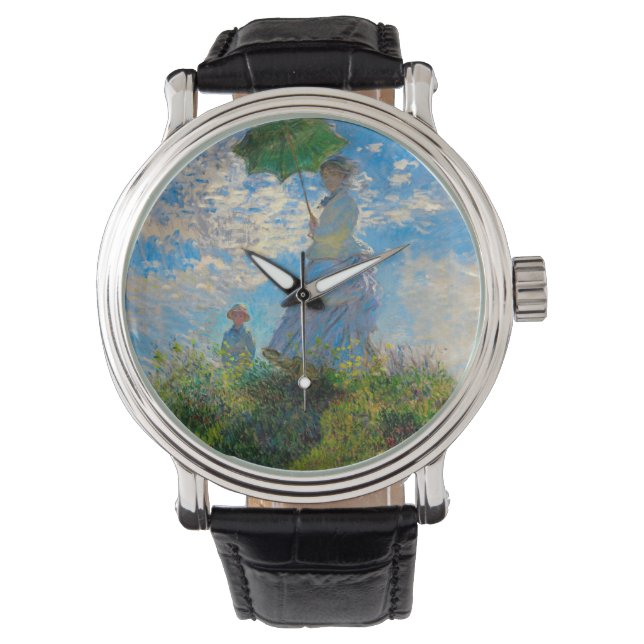 Relógio Monet Mulher Guarda-Sol Impressionismo (Frente)