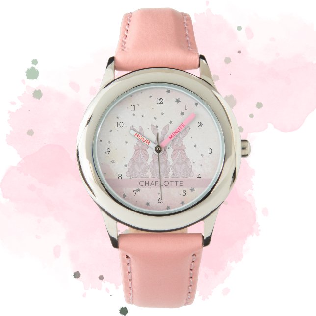 Relógio Monitoramento Personalizado De Lace Bunny Kids (Personalized Lace Bunny Kids' Watch)