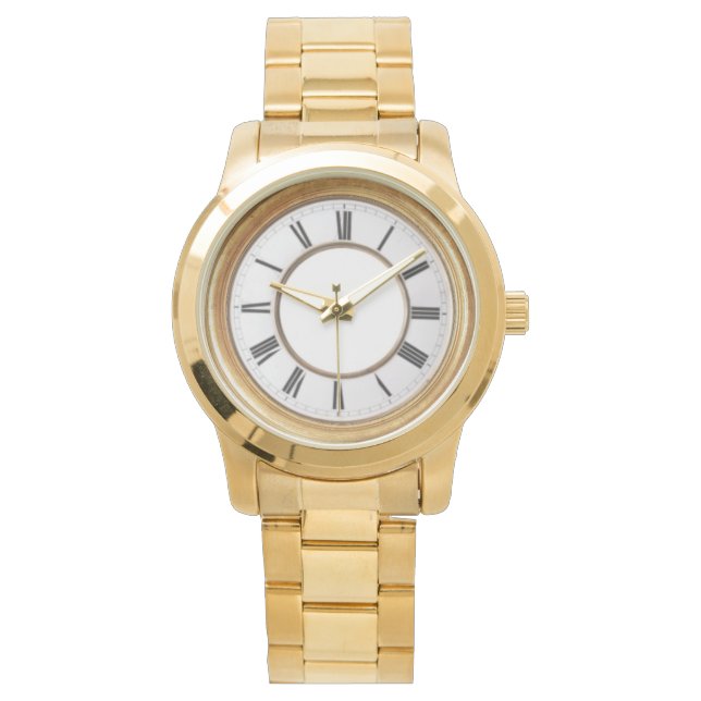 Relógio Monitoramento Unisex Dourado Numeral Romano (Frente)