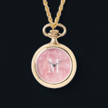 Relógio Monitorização com Coloração Aquática Monogramada<br><div class="desc">Inspeção Monograma De Cor De Água Rosa. Monograma e observação (estilo e cor) são personalizáveis.</div>