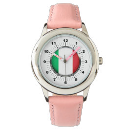 Relógio Monitorização da Corda de Couro Rosa com Bandeira 