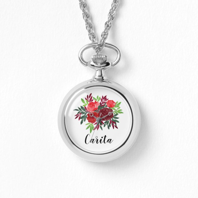 Relógio Monitorização de Enrolamento de Rosas de Aquarelas (Frente)