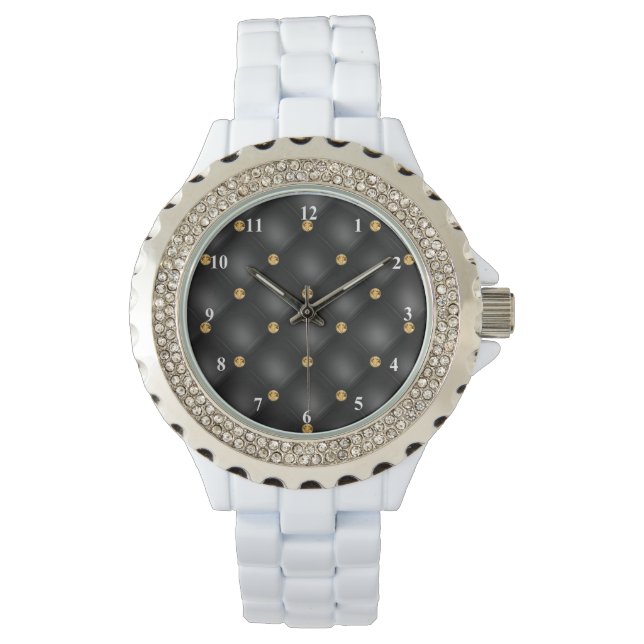 Relógio Monitorização Dourada de Gemstone (Frente)