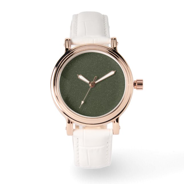 Relógio Monitorização eWatch Dourada com Rosa Verde de Mos (Frente)