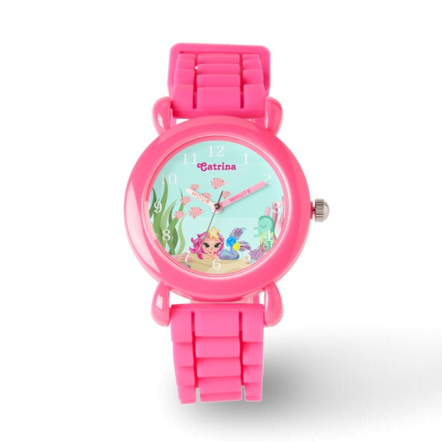 Relógio Monitorização Personalizada da Sereia e Axolotl -  (Frente)