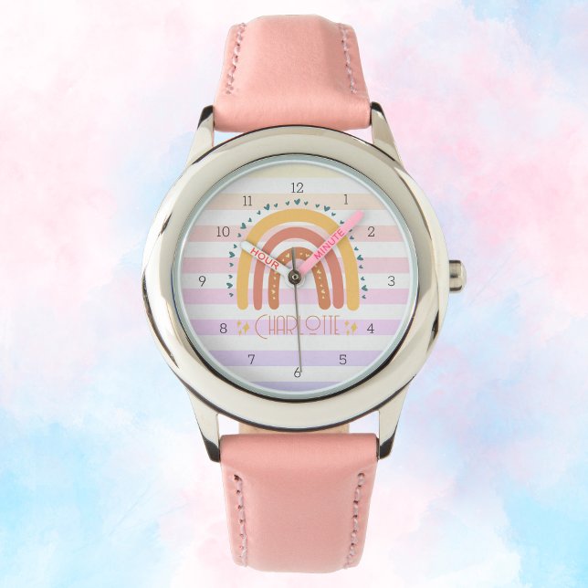 Relógio Monitorização Personalizada do Rainbow Kid - Nome  (Personalized Rainbow Kid Watch – Cute Custom Name)