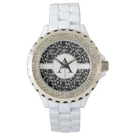 Relógio Mono de Abstrato branco e preto elegante