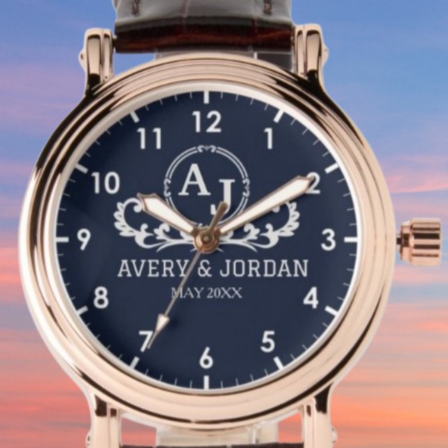 Relógio Monogram couple luxury elegant design (Criador carregado)