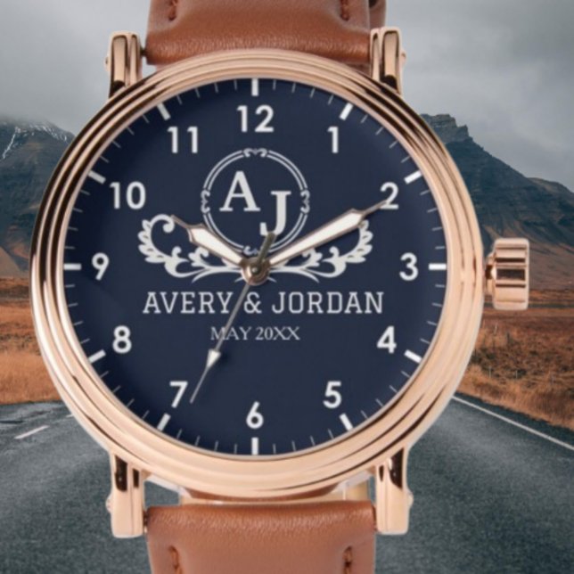 Relógio Monogram couple luxury elegant design (Criador carregado)