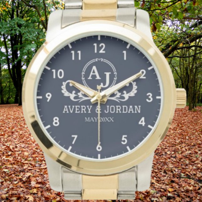 Relógio Monogram couple luxury elegant design (Criador carregado)