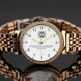 Relógio  Monogram  Custom Couple Names – Elegant gift